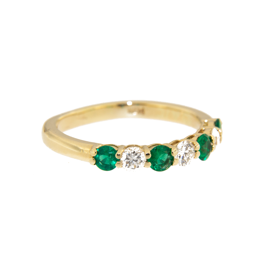 7 Stone Emerald and Diamond Band Ring - Emeralds International LLC.