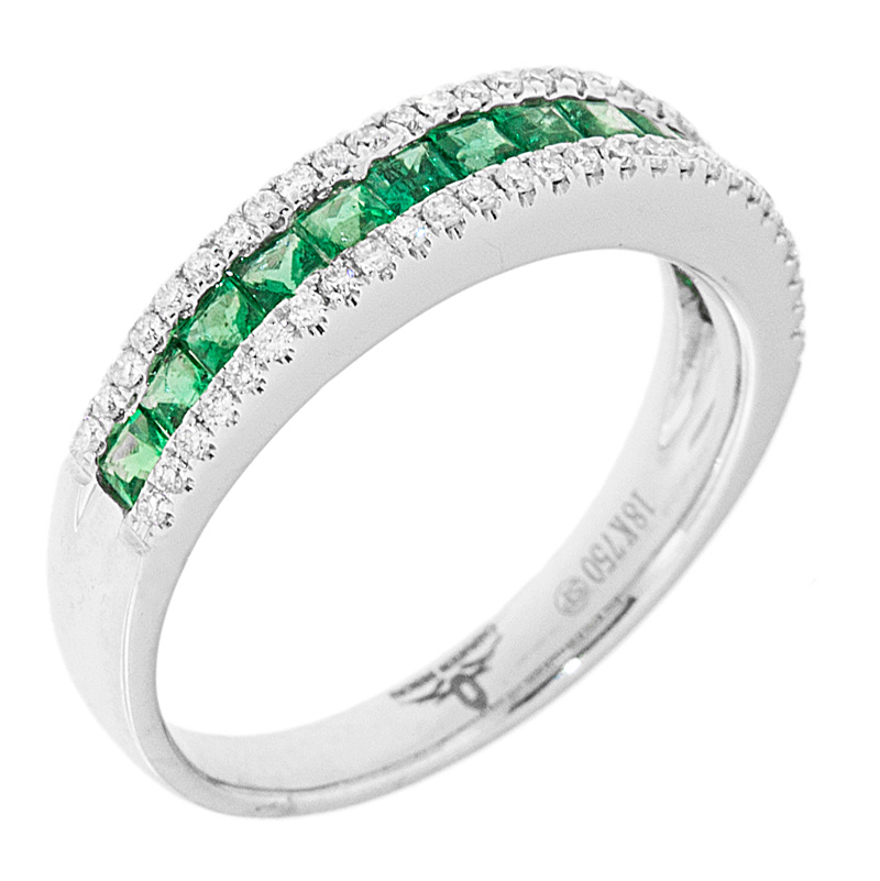 Natural Emerald and Diamond 925 Sterling silver ring handmade ring channel setting ring may birthstone wedding band christmas ring