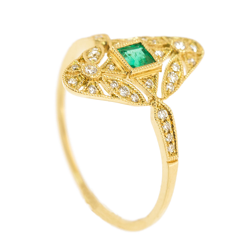 Vintage Style Emerald Ring - Emeralds International LLC.