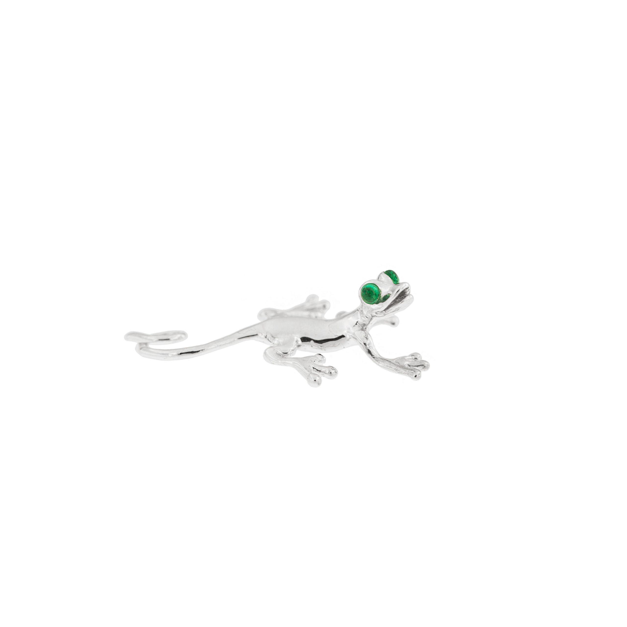 Sterling Silver Lizard Necklace with Emeralds for Eyes - Howard's DC