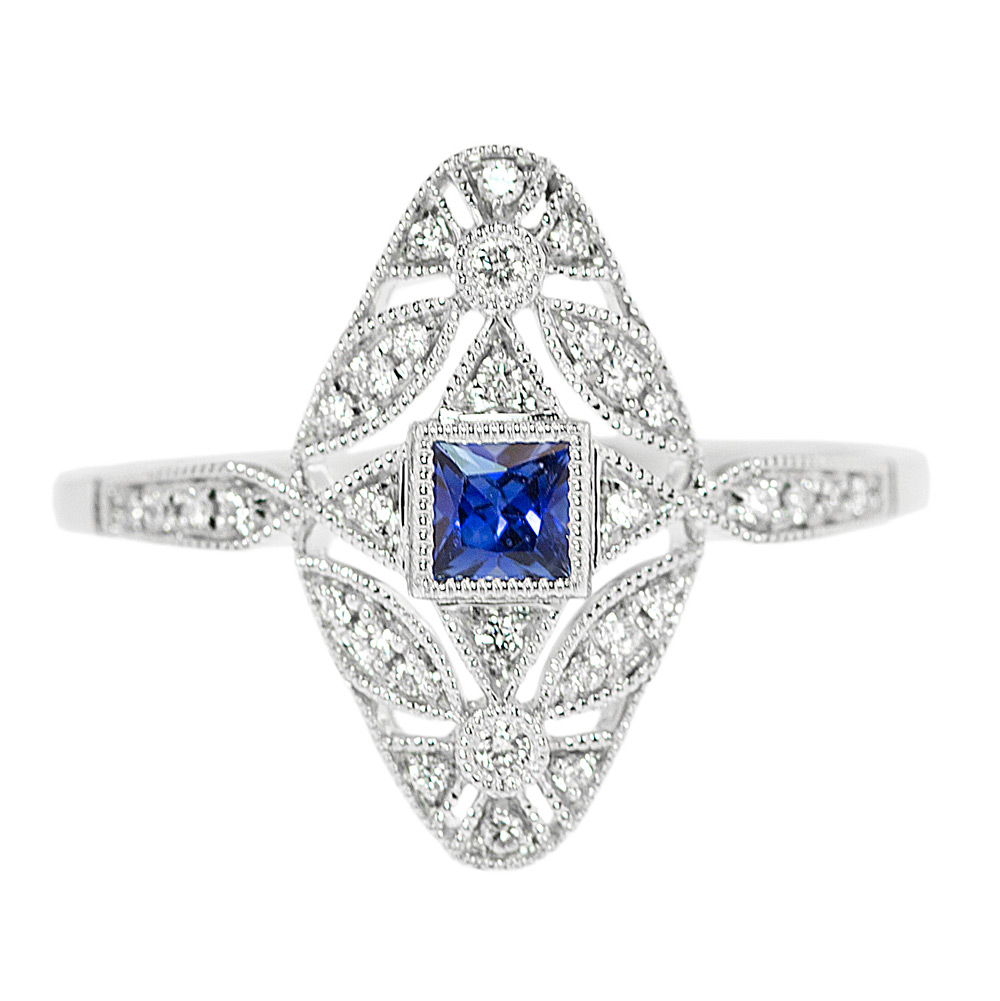 Vintage Style Sapphire Ring - Emeralds International LLC.