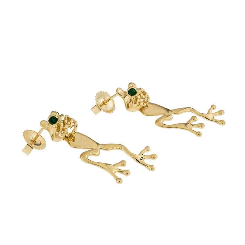 Gold Frog Earrings - Emeralds International LLC.