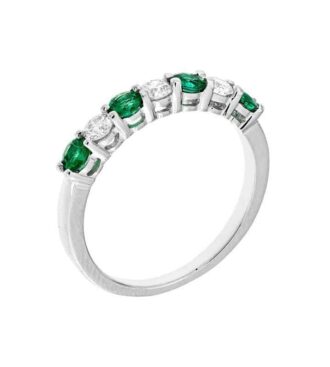 White Gold Emerald & Diamond Band