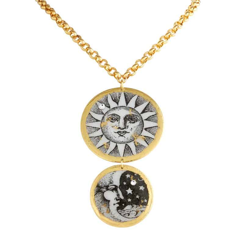 Sun and Moon Double Disc Necklace - Emeralds International LLC.