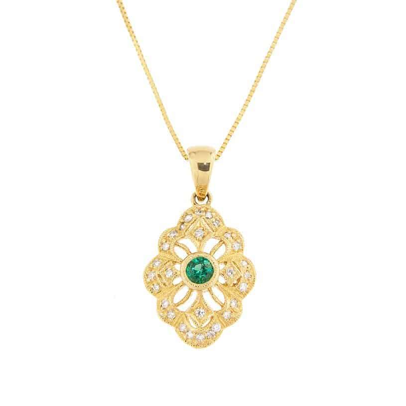 Filigree Style Emerald Pendant - Emeralds International LLC.