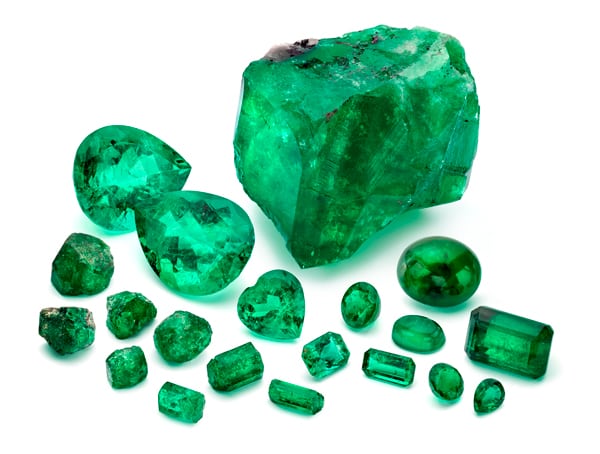 Photo of emeralds from the Marcial de Gomar Collection at Emeralds International LLC.