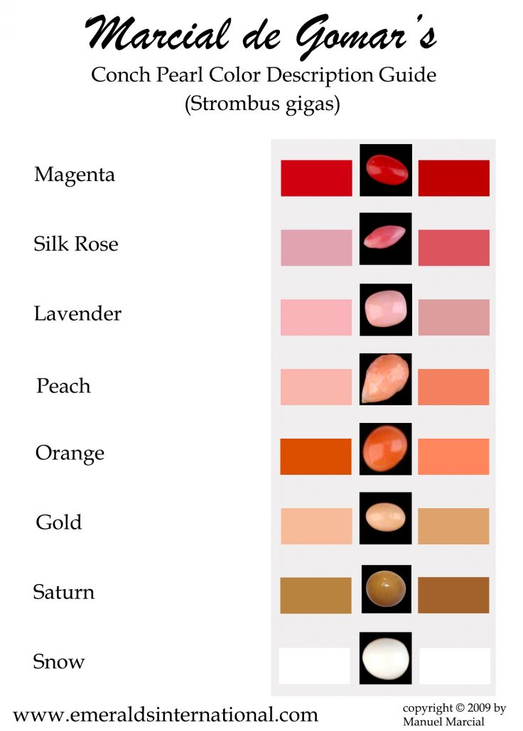 conch pearl color chart by marcial de gomar