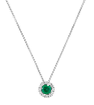 Round Emerald Halo Pendant