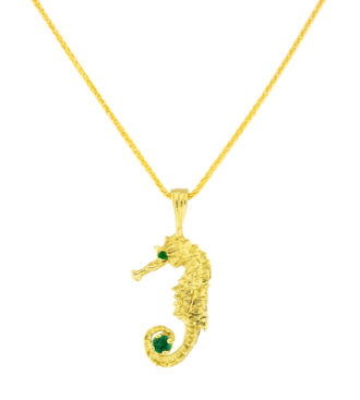 Two Emerald Green Gold Seahorse