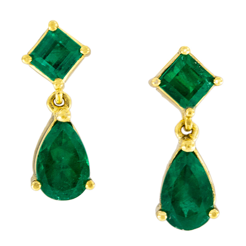 Emerald Drops (Emerald Cut & Pear Shape Emerald Earrings)