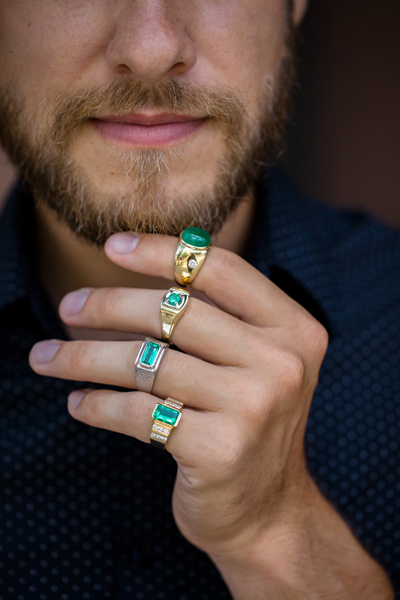 Unique Black Gold Emerald Mens Wedding Ring │Vidar Boutique-vinhomehanoi.com.vn
