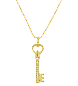 Diamond Cayo Hueso Key Pendant front view on a chain.