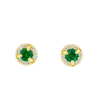Small Emerald Halo Style Studs