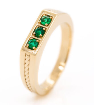 Mans Three Emerald Ring
