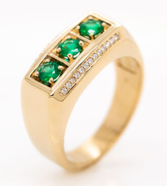 Mans Emerald & Diamond Ring