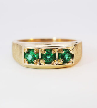 Three Emerald Mans Ring