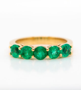 Round Emeralds Band Ring front view.
