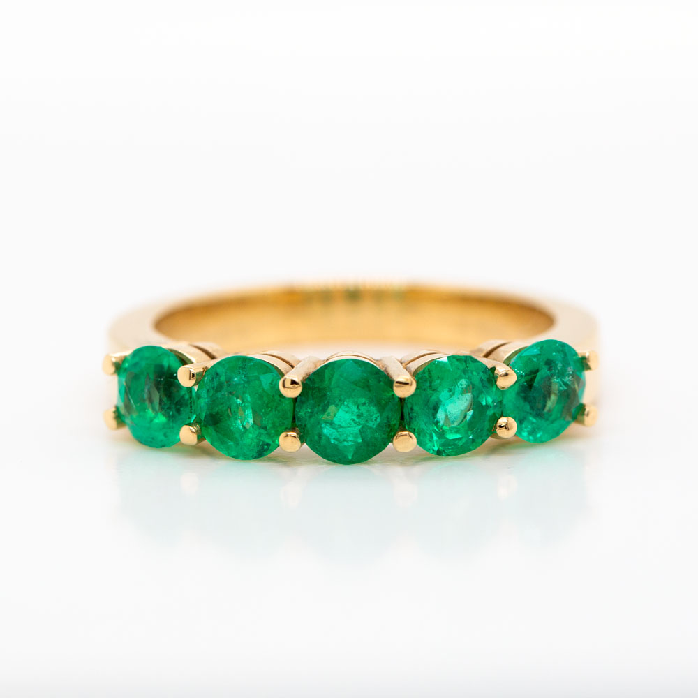 Round Emeralds Band Ring - Emeralds International LLC.