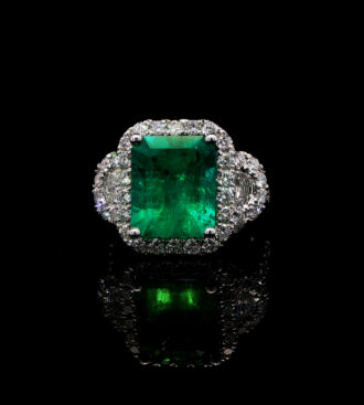Emerald Cut Emerald Ring with Diamonds
