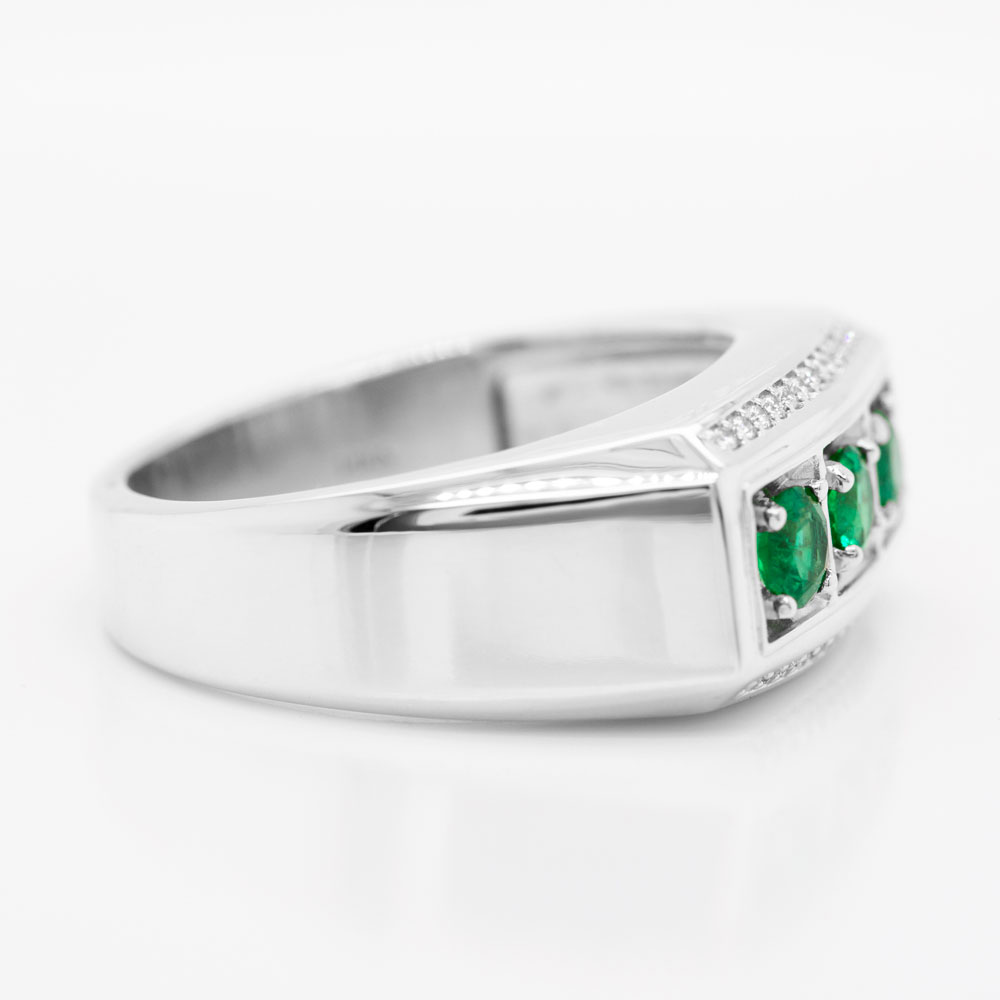 Men's Emerald Ring with Natural Diamonds in 14k Yellow Gold, Men's Sta – J  F M