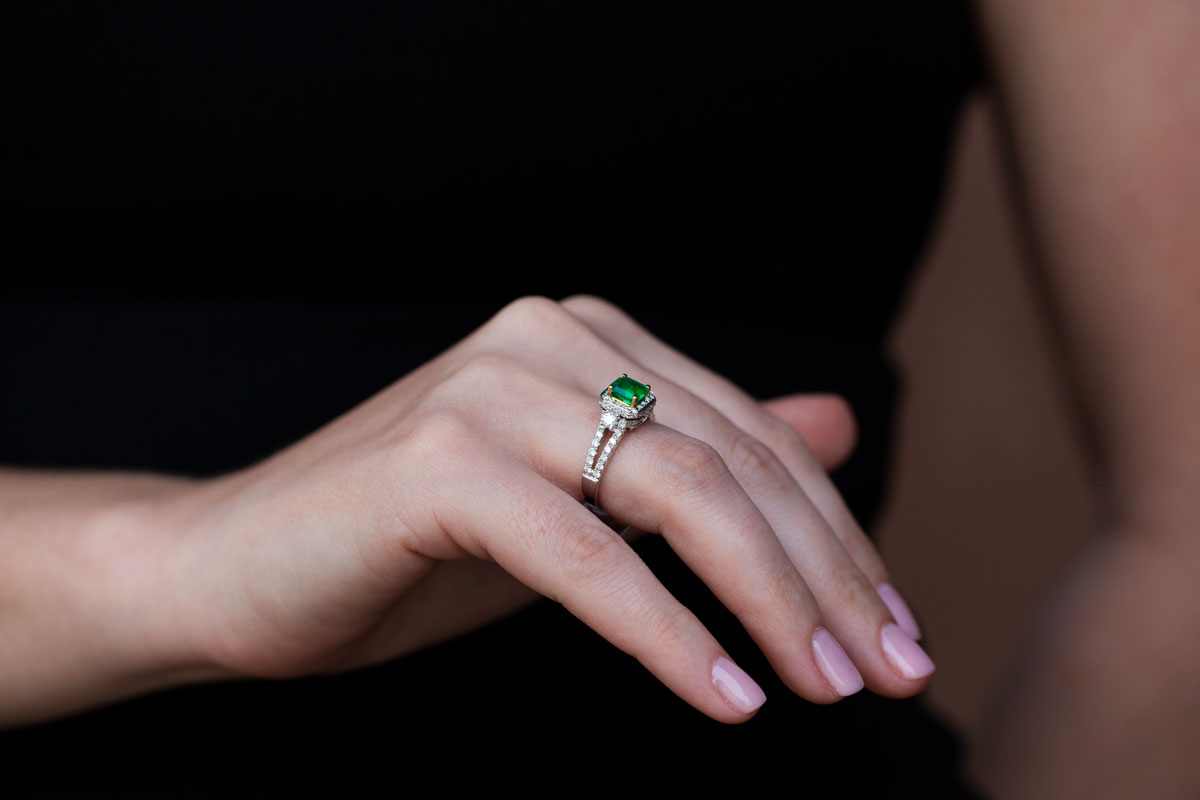 Two-Tone Emerald & Diamonds Ring - Emeralds International LLC.