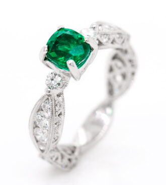 Fancy Cushion Cut Emerald Ring
