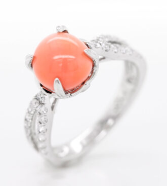 Conch Pearl Engagement RingConch Pearl Engagement Ring on a white background.
