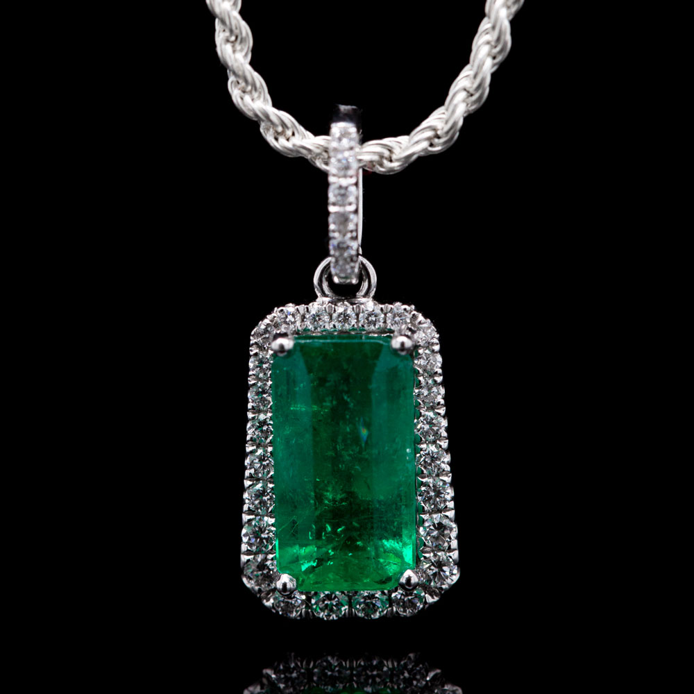 Emerald Halo Pendant - Emeralds International LLC.