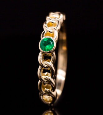Solitaire Emerald Links Ring