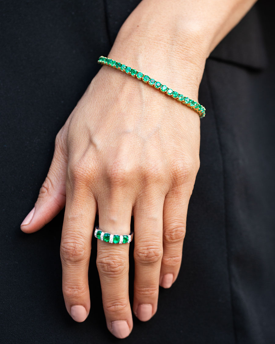 Emerald & Diamond Tennis Bracelet - Johnny Jewelry-hdcinema.vn