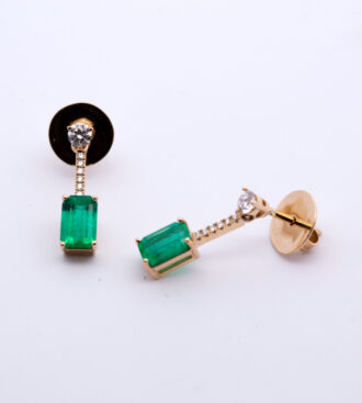 Emerald & Diamond Drop Earrings