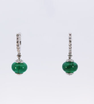 Emerald bead drop earrings