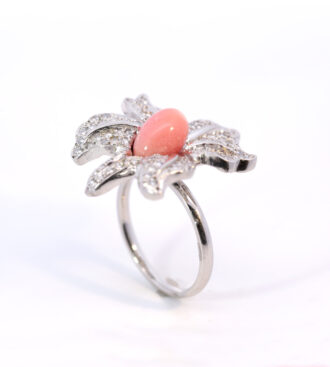 Conch pearl prunus blossom ring
