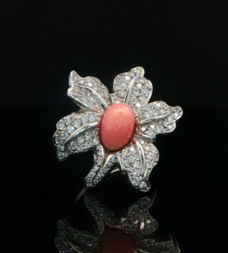 Conch Pearl Prunus blossom ring