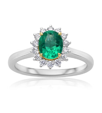Emerald & Diamond Halo Ring