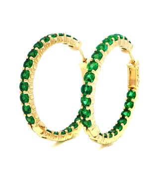 Emerald Inside Out Hoops yellow gold