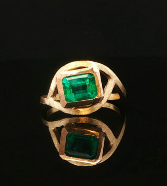 Bezel Emerald Solitaire Ring