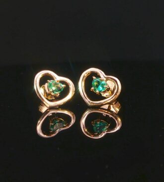 Heart Shape Emerald Studs