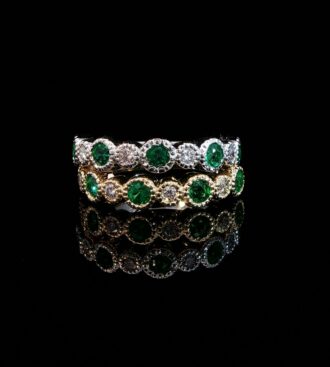 Emerald & diamond wedding band rings