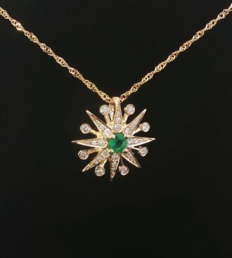 Emerald & diamond star pendant