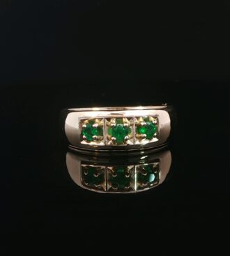 3 Stone Mans Ring in Yellow Gold