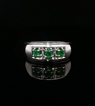 3 Stone Mans Ring in White Gold