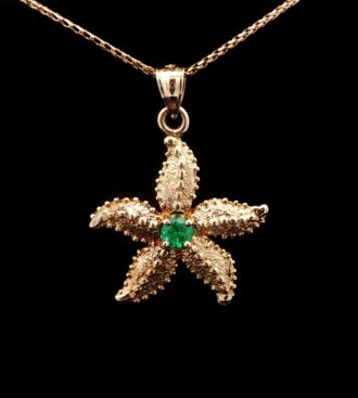Small Starfish Emerald Pendant