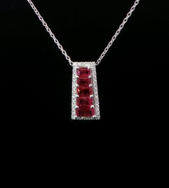 Red beryl & diamond fashion pendant