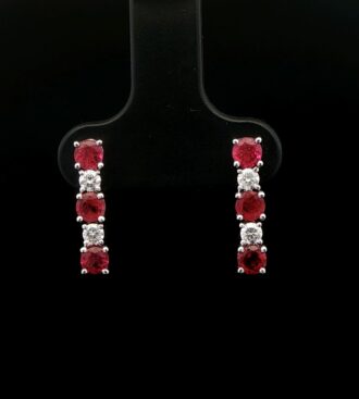Red Beryl & diamond earrings