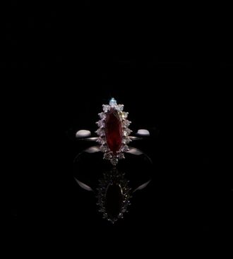 Marquise red beryl & diamond engagement ring