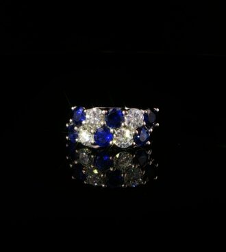 Sapphire & Diamond Double Band Ring