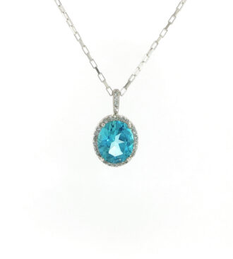 Caribbean Blue Topaz & White Sapphire Pendant