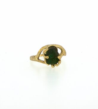 Rough Emerald Ring in 18KT Green Gold