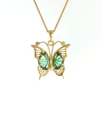 Trapiche Emerald Butterfly Pendant